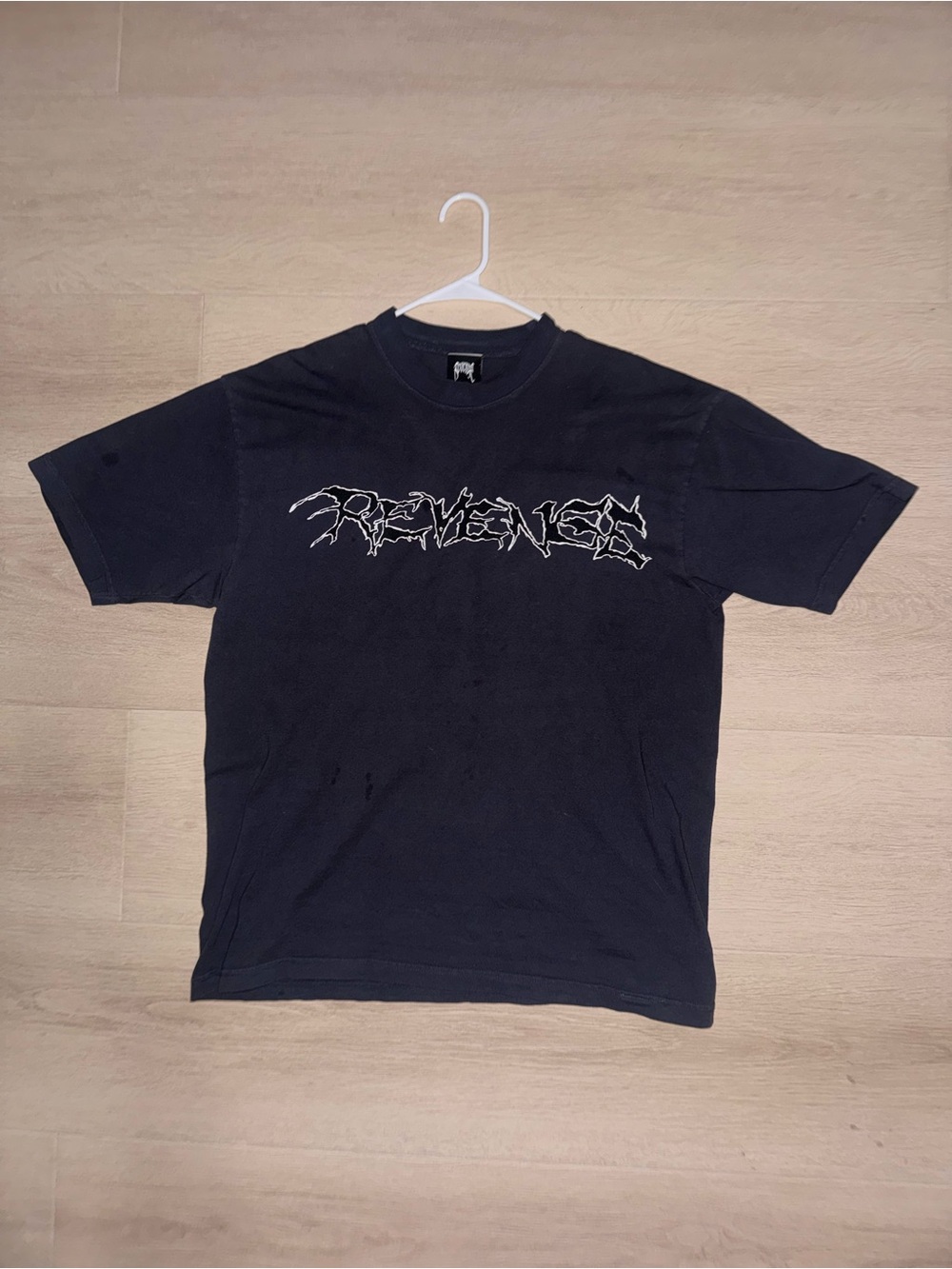Men’s Revenge Charcoal Graphic T-Shirt with Back Graphic Collaboration Size L
